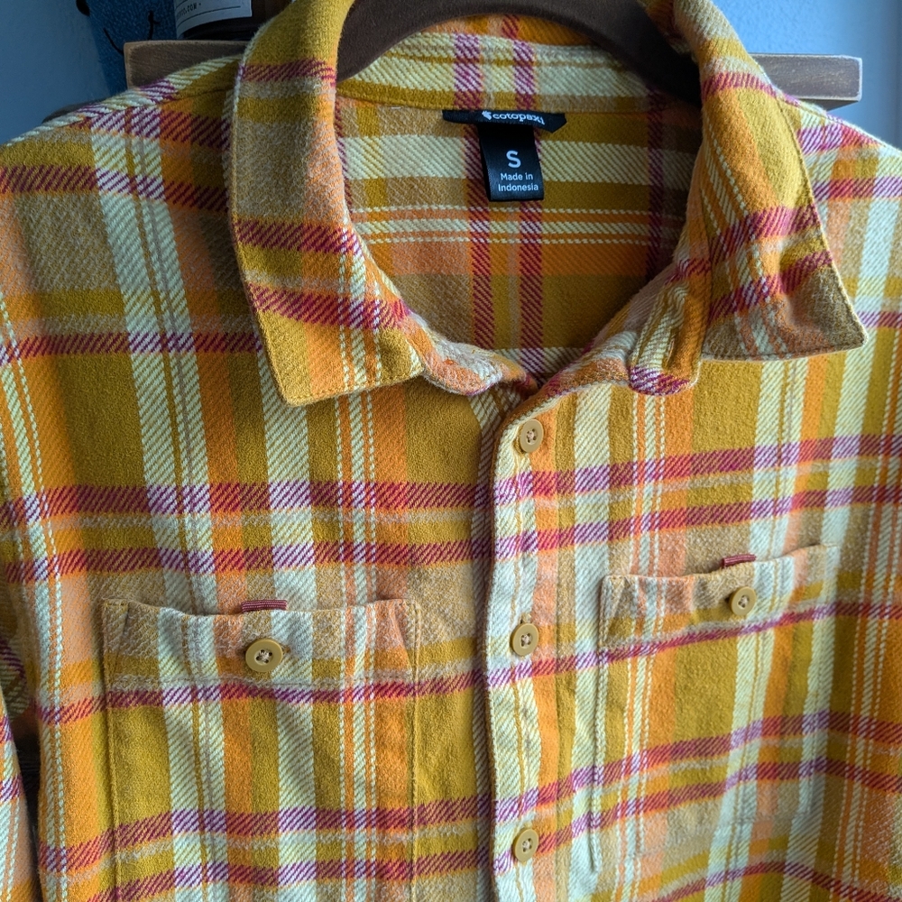 Cotopaxi Mero Heavyweight Organic Cotton Flannel Shirt - Yellow Plaid - Men’s Sm